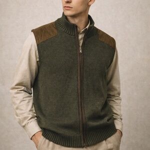 Vintage Alex Cannon Olive Green Zip Sweater Vest – Men’s Size M